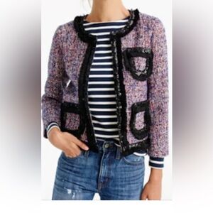 J. Crew Women's Black and Multicolor Tweed Blazer